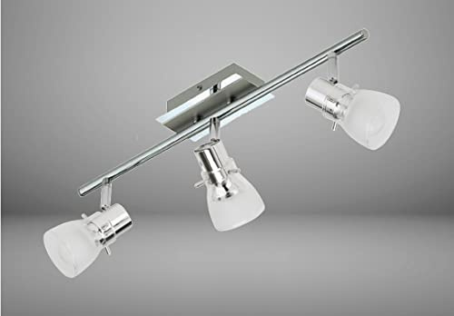 Trango 3-flammig 1007-38 LED Deckenleuchte - Chrom-Optik *FREYA* inkl. 3x E14 LED Leuchtmittel 3.000K warmweiße Lichtfarbe Badleuchte, Flurleuchte, Küchenleuchte, Schwenkbare Deckenlampe, Kronleuchter