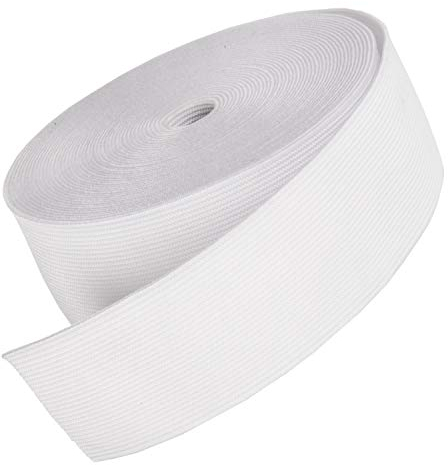 The Bead Shop Flaches elastisches Gummiband – Dehnbares Nähband für Kleidung, Taillenbänder, Stirnbänder, Röcke, Perücken und Bastelprojekte, 6 Meter (Weiß, 38mm)