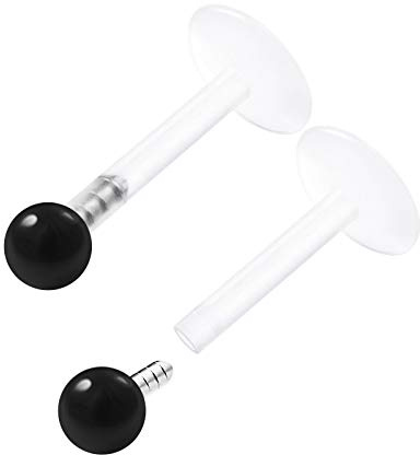 KJM FASHION 2 STK Durchsichtig Bioflex Labret 1,2mm 16g Monroe Ohrringe