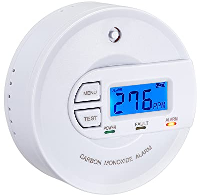 Scondaor Carbon Monoxide Alarm Detector with 10-Year Sensor, Digital LCD Display CO Alarm Detector with Alarm Record, Battery Operated (3 AA Batteries Included), Conforms to EN 50291-1:2018