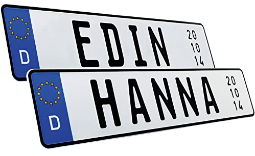 L & P Car Design 1 Stück Kennzeichen Geburtsdatum Geburtstag Wunschtext Bohrung Wunschkennzeichen Wunschprägung Namenskennzeichen Namensschild