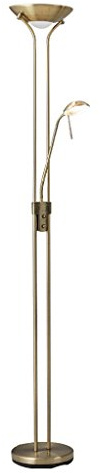 Standing lamp Double Light LED Floor Lamp Uplighter, Iron Lampshade, Nordic Simple Style Living Room Bedroom Bedside Floor Light, Bronze Tall Standing Pole Light