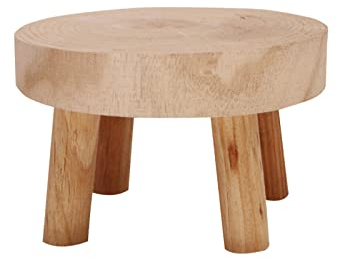 ViaForest Flower Pot Holder Solid Wood Garden Plant Pot Riser Display Stands Indoor Round Plant Stand for Indoor Outdoor Patio Garden, Beige