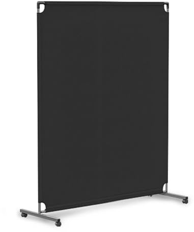 Steel-AID 50-inch Rolling Privacy Room Divider - Freestanding Office Wall Partition with Non See-Through Blackout Screen - Sturdy & Durable Iron Frame - Rolling Wheels - Black, White, Gray & Blue