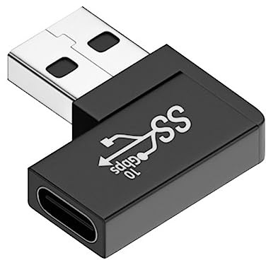 CY Adaptador de datos USB-C tipo C hembra a USB 3.0 A macho, plano, horizontal, ángulo recto de 90 grados, para computadora portátil de escritorio