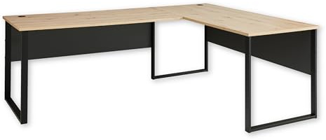 MEMPHIS Eckschreibtisch in Artisan Eiche Optik, Graphit - Moderner Bürotisch Computertisch mit Metallgestell & Kabeldurchführungen - 170/150 x 77 x 73 cm (B/H/T) | 223 x 77 x 170 cm (B/H/T), Arbeitstisch für Home Office, beidseitig montierbar, mit Kabeldurchführungen
