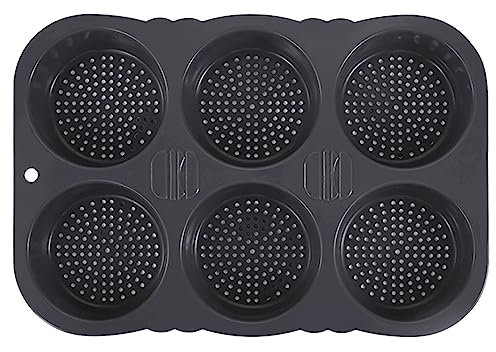 kiskick Hamburger-Brötchenform, 6 Gitter, lebensmittelechtes Silikon, Hamburger-Brötchenform, Antihaft-Backform, Antihaft-Pfanne, tolle perforierte Backformen für glutenfreie Brötchen, französis