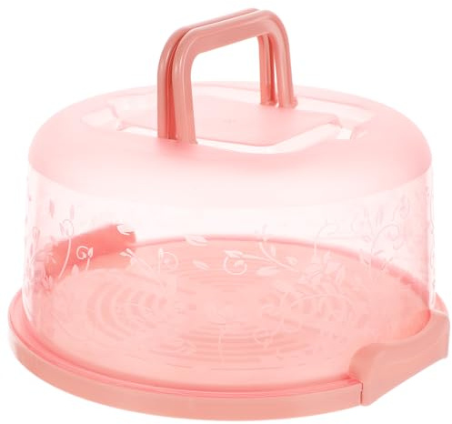 Amosfun 9.84 Inch Portable Cake Carrier with Handle Buckle Seal Round Cake Box Container Lightweight Cupcake Holder Tray for Dessert Transport