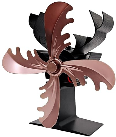 URFEDA Ventilateur Poele à Bois, Ventilateur Poele à Granulés, Ventilateur Aimantée de Poêle à Chaleur, Ventilateur de Cheminée Silencieux Écologique, 4 Pales Ventilateur pour Poele à Bois, Bronze