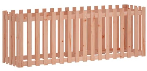 vidaXL Hochbeet, Pflanzkasten mit Lattenzaun-Design, Frühbeet Pflanzbeet für Garten Terrasse, Gemüsebeet Blumenkasten, 200x50x70 cm Massivholz Douglasie