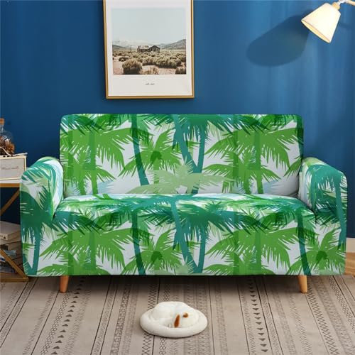 Sofa überzug Grüne Palme Sofabezug Elastischer Couch überzug Waschbar Sofa Cover Universal Sofabezug l Form Sofaüberwurf Sofaschoner Für Hunde Haustiere Sofahusse 1 Sitzer