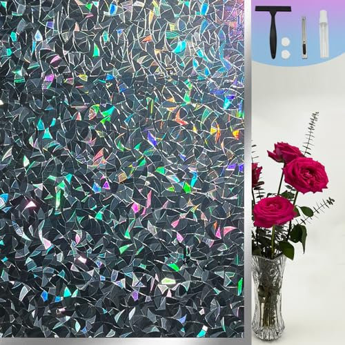 COUNTEWOL Fenster-Sichtschutzfolie, Milchglas-Fensterfolie, Hitzeblockierend, Fenster-Tönungsfolie für Zuhause, Statisch Haftend, Entfernbar, Mattierend, 35.4 x 78.7 Inch