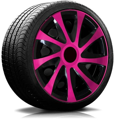 Autoteppich-Stylers RADKAPPEN RADBLENDEN RK04 schwarz/pink für 13 Zoll Stahlfelgen 4 Stück