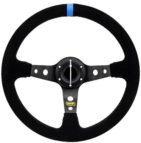 DUANSIYU Sportlenkrad Auto-modifiziertes Sportlenkrad, Wildleder, Mattes Leder, 14 Zoll, 350 mm, 6-Loch, rot, blau, gelb, Nachahmung Holzlenkrad(Blue)