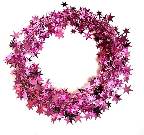 GreatRise Weihnachtsgirlande Sterne 7,5m Formbar für Weihnachtsbaum Deko | Glänzende Sterne mit Flexiblem Drahtkern, 7,5 m Lang, Leicht zu formen, für Weihnachtsbaum, Kamin, Wand und Tischdeko