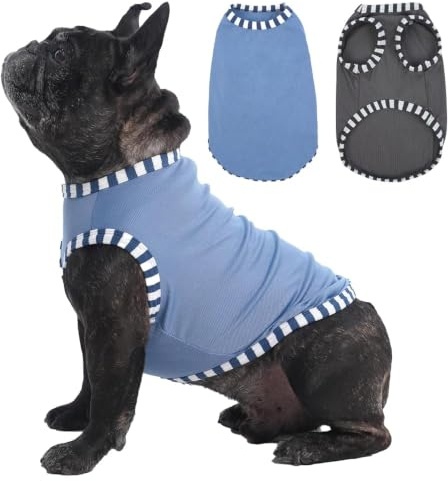 2per Pack Sonnenschutz T-Shirt Hund, leicht, Grau, Blau, L