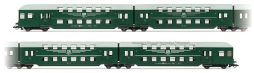 ARNOLD TT HN9524 DR, 4-teiliger Doppeldecker ohne Steuerkabine, grün/graues Dach, Ep. IV-Personenwagen