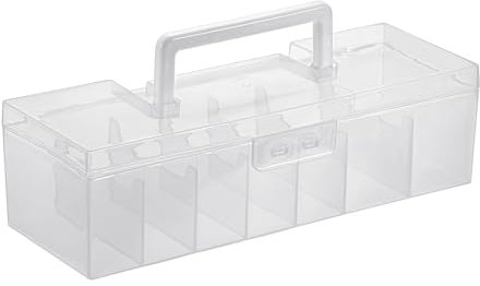 BSTKEY 1 boîte de rangement en plastique pour cartes à collectionner avec 7 compartiments, boîte de rangement transparente pour cartes de baseball avec poignée, organiseur de cartes de sport