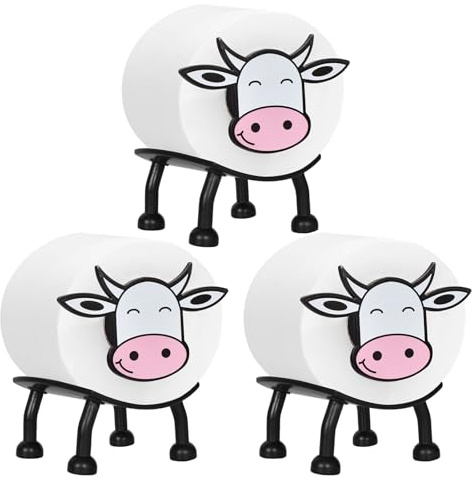 Portarrollos de Papel Higiénico con Diseño de Vaca Lechera, 3 PCS Divertido Soporte para Papel Higiénico,Decoración de Baño,Adecuado para Carretes con Diámetro Interior Superior a 28 mm,como Regalo