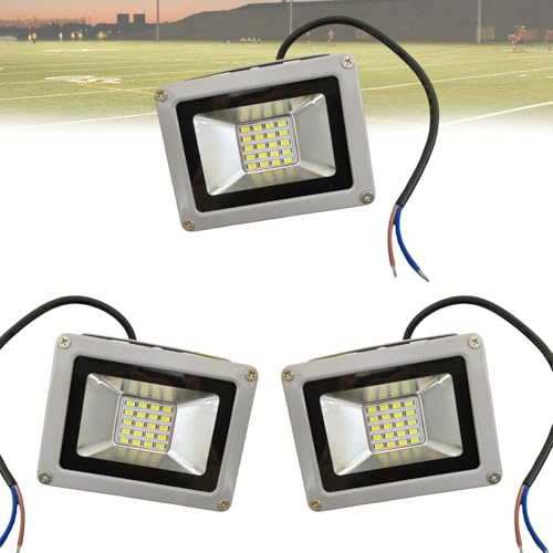 3 st 10W utomhus säkerhetslampor LED-strålkastare IP66 vattentät arbetsvägglampa varmvit 2800K for trädgård, garage uteplats(3000K)