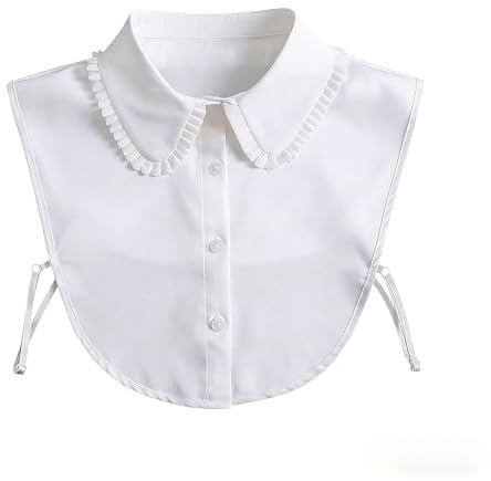 LSYZHX Ruffled Detachable Half Shirt,White Collar for Women,Half Shirt Blouse False Collar Folding Design for Women Girls (White)