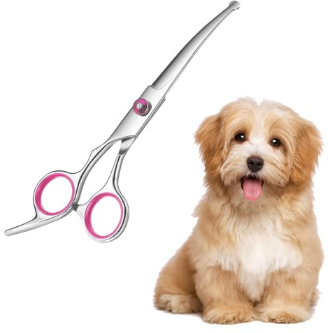 JYNVO Tijeras Peluqueria Canina, Tijeras Para Perros, Tijeras Curvas Para Perros, para Cortar Pelo de Perro Gato Mascota