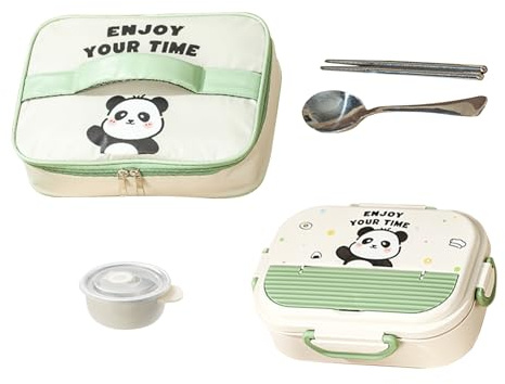 Shenrongtong Boîte Repas pour Adultes,Contenants Collation 4 Compartiments Adulte avec Couverts - Boîte Repas Hermétique Micro-Ondes Avec Sac Transport,pour Sorties Pique-Nique École Camping Voyage