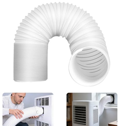 NUTKIT Abluftschlauch, 150mm Lüftungsschlauch 3M Länge, Weiß PP Einziehbarer Flexschlauch, Abluftschlauch Klimagerät Schlauch für Luftführungssysteme Klimaanlage Dunstabzugshaube Abzugshaube Trockner