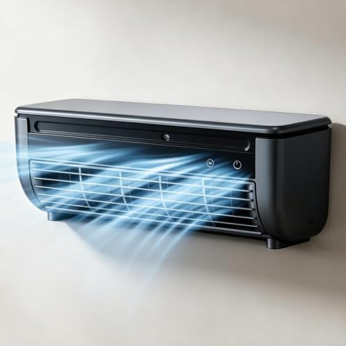 Climatiseur Mural à Chargement sans Fil, avec Batterie de 6000 mAh et Chargement sans Fil, Pas d'installation, Refroidissement Silencieux, pour Chambre, Bureau, Camping,001,Rechargeable Model
