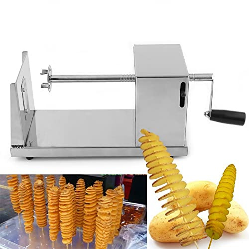 QUSYZD Máquina Espiral para Patatas, cortadora de Patatas eléctrica en Espiral Tornado, cortadora de Patatas automática retorcida de Acero Inoxidable, cortadora de verdur,