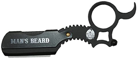 Man's Beard – Mini rasoio da barba in acciaio nero, professionale manuale, da barbiere – Alta qualità– Lama piccola