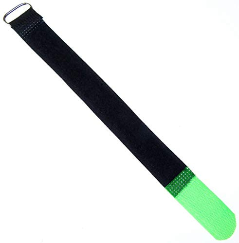 100x 20 cm x 20 mm wiederverschließbare Klett-Kabelbinder NEON GRÜN mit Metall-Öse - Kabel-Klettband 200 mm wiederverwendbar