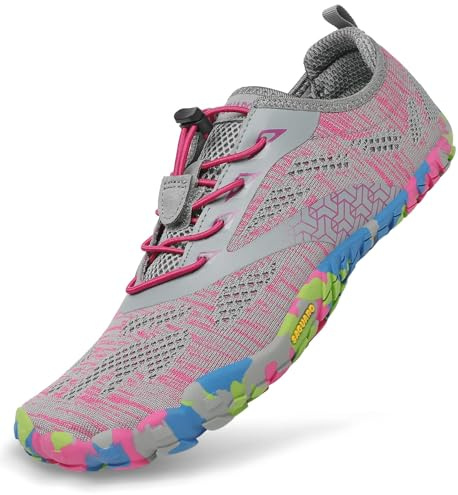 Barefoot-Schuhe für Damen und Herren, zum Trainieren, für Wanderungen auf felsigem Gelände, für zu Hause und im Freien, atmungsaktiv, mit breiter Zehenkappe und flacher Sohle, schwarz (nero fumoso