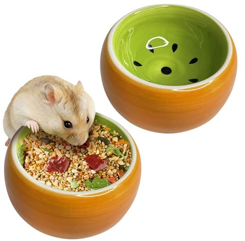 Tfwadmx 2 Pcs Hamster Bowl, Ceramic Guinea Pig Water Bowl Small Animal Food Dish for Syrian Hamster Rabbit Gerbil Chinchilla Hedgehog Sugar Glider Rat