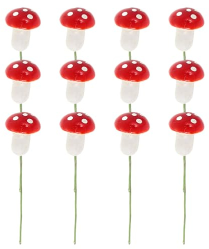 12PCS Cute Small Mushroom Christmas Tree Ornament Xmas Hanging Pendants for Home Party DIY Decoration (Red) Unisex