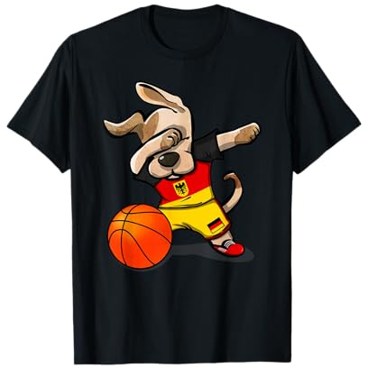 Dabbing Dog Hund Deutschland Basketball - Deutsche Flagge T-Shirt