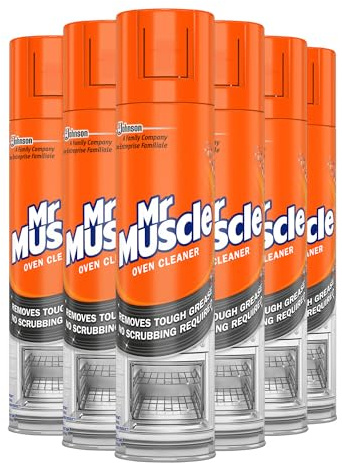 Mr Muscle Oven Cleaner, Heavy Duty Oven Cleaner & Degreaser for Burnt Grease & Food Spills, No-Scrub Formula for Quick Kitchen Cleaning, Fast-Acting Clean in Just 30 Minutes, Pack of 6 (6 x 300ml)