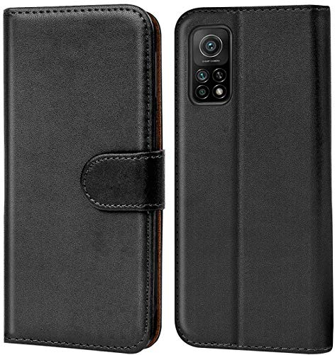 Verco Handyhülle für Xiaomi Mi 10T Hülle, Mi 10T Pro 5G Hülle Bookcase Tasche Flipcover für Mi 10T 5G / Mi 10T Pro Case [Kartenfächer/Aufstellfunktion], Schwarz