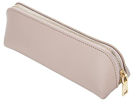Fyore Leather Pencil Case Slim Design Pen Bag with Metallic Zipper Pocket Size for or Student Office College Middle School