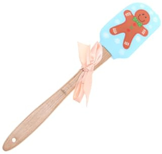 TOPBATHY Silikonspatel Mit Holzgriff 30Cm HitzebestäNdig Lebkuchenmann Motiv KüChenspatel FüR Backen Und Kochen Silikon Abzieher KüChenhelfer