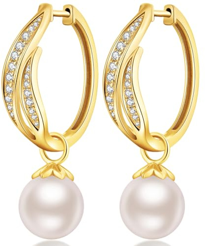 jiamiaoi Weißgold plattiert Große Creolen Silber 925 Damen Ohrringe Creolen Groß Silber Creolen mit Perlen Ohrhänger Silber 24MM Sterlingsilber Runde Creolen mit Stein Glitzer Damen