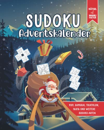 Sudoku Adventskalender für Erwachsene: Weihnachtskalender mit verschiedenen Sudoku Rätseln von leicht bis schwer für Männer & Frauen