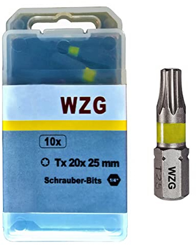 Profi Bits 10 St Torx Bits von einer Größe je Box Tx10 Tx15 Tx20 Tx25 Tx27 Tx30 Tx40 Tx50 WZG Bitte die Torx Große in der Liste wählen (T10)