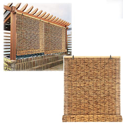CcacHe Bambusrollo Aussenbereich 80cm 100cm 120cm 150cm 160cm Breit Bambus-Rollos Sichtschutz Für Outdoor, Raffrollo Blickdicht Wetterfest Jalousie Holzrollos Für Fenster Balkon Terrasse
