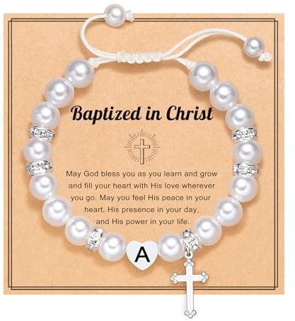 UNGENT THEM Baptism Gifts for Girl Kid Catholic Ids Christening Baptism Decorations Favors Religious Christian Cross Bracelet for Girls Goddaughter
