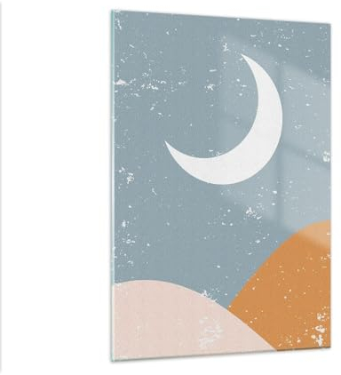 ARTTOR Bilder auf Glas Mond Modern Landschaft Glasbild 50x70cm Wandbilder Dekoration Wohnzimmer Schlafzimmer Küche Deko Klein Wanddeko Bild im Glas Wand Kunstdruck Art Modern Wall Decor GPA50x70-6087