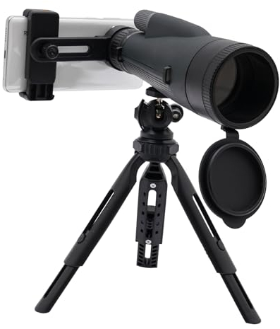 Spektivt, sportskyttar, zoom, vattentät med BAK4 Prisma-stativ, telefonadapter för fågelskådning, målskytte, vilda djur, jakt och landskap (svart)