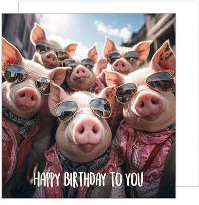 Edition Seidel Premium quadratische Geburtstagskarte mit Umschlag. Glückwunschkarte Happy Birthday Billet Tier Karte Mann Frau Coole Schweine Humor Lustig (GQ169 SW024)