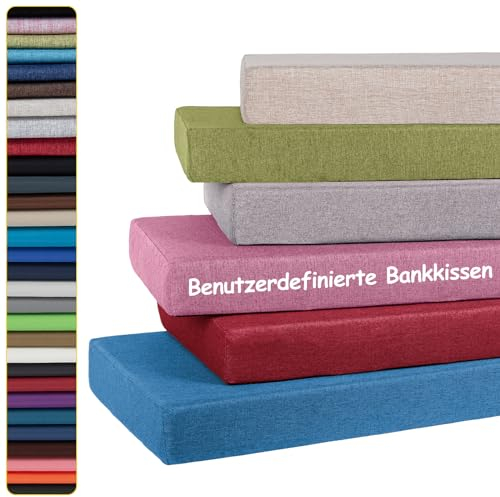 Millsilo Maßgeschneiderte Bankkissen, Waschbar Abnehmbarem Bankauflage Stuhlkissen für den Außenbereich/Innenbereich,100+Geschmeidig Farbe/rutschfeste/Rohrleitungen,Gartenbank Schaukel Sitzkissen