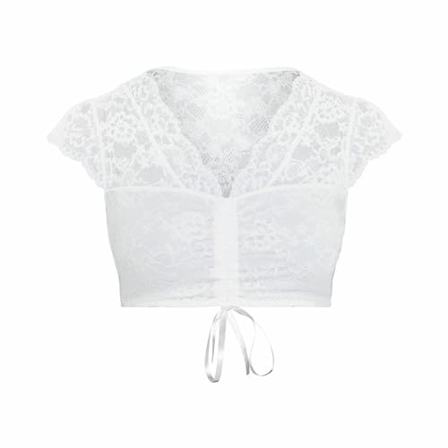 Susa Wiesn-Zauber Dirndl-blus dam vinge arm I modern kostymblus dam med chic spets I elfenben I storlek 32, elfenben, 32 SE